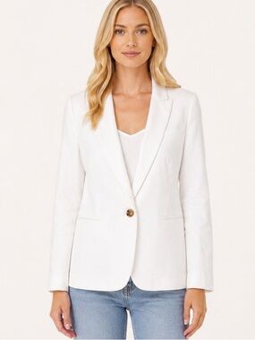 J. Crew Factory Holland Linen/Cotton Blend One-Button Blazer White Size 8, NWT